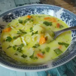 Застроена зеленчукова супа със спагети