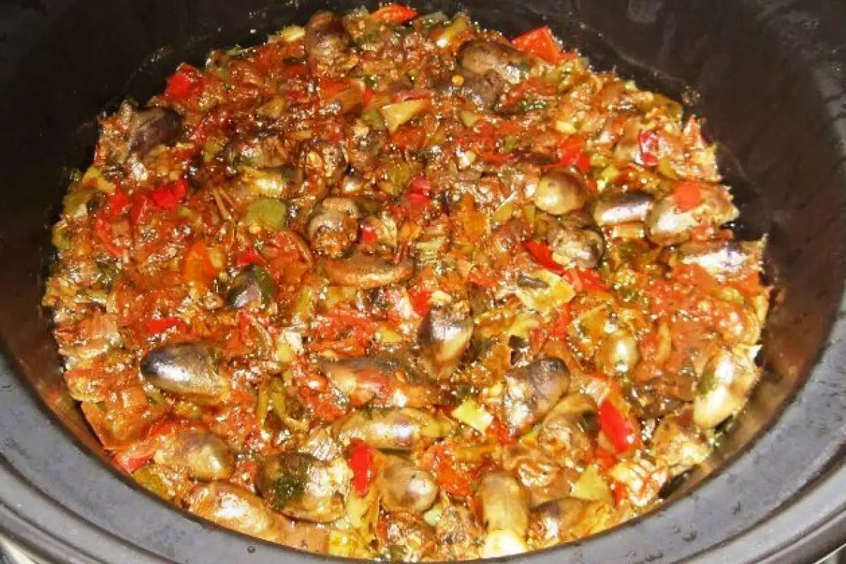 Свинско с Гъби  Лук и Чушки