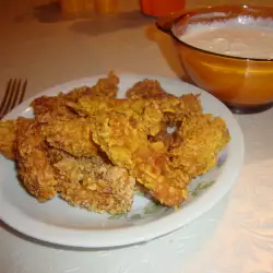 Панирани пилешки филенца с чеснов сос