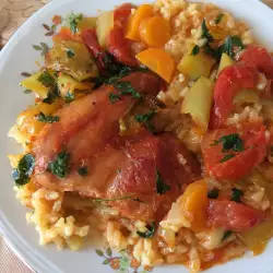 Ориз с крилца и зеленчуци на фурна