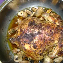 Печено пиле с печурки и песто