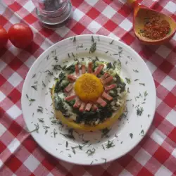 Качамак с колбас и спанак