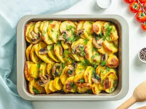 Печени картофи с гъби на фурна