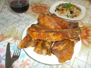 Вкусни ребърца, печени във вино