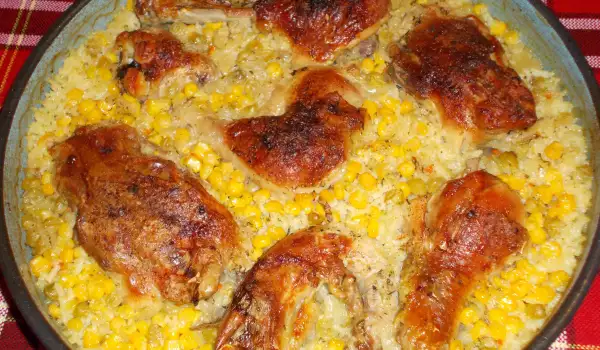 Пилешко с ориз и царевица