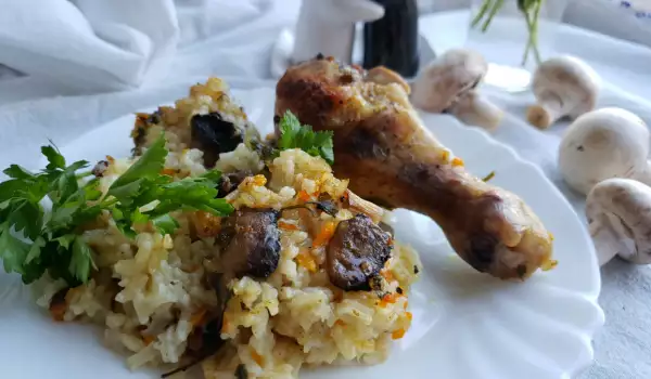 Ориз с гъби и пилешко месо