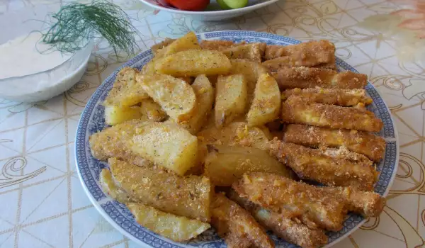 Печени тиквички с картофи