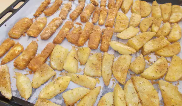 Печени тиквички с картофи