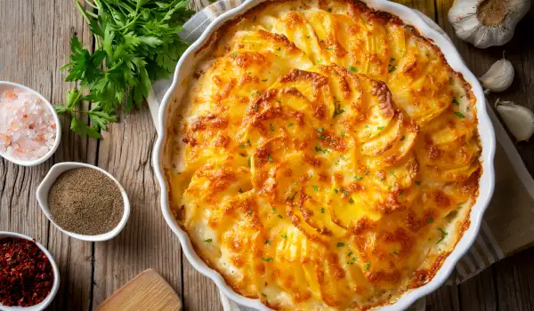 Печени картофи със сметана и сирена