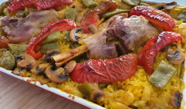Ориз на фурна с агнешко и зеленчуци