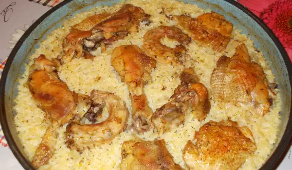 Ориз на фурна с пилешко и зеленчуци