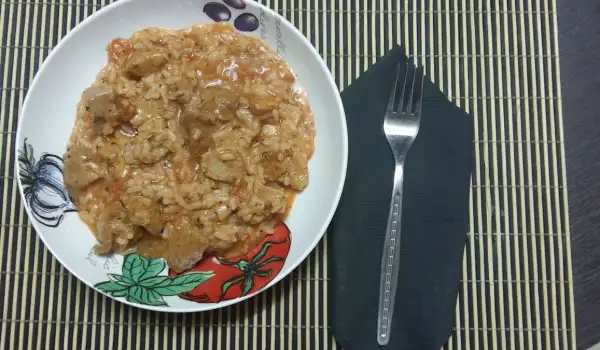 Телешко месо с ориз и кашкавал