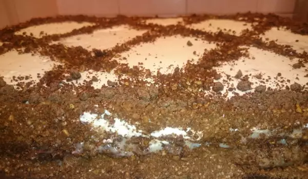 Бишкотена торта с маслен крем и крокан