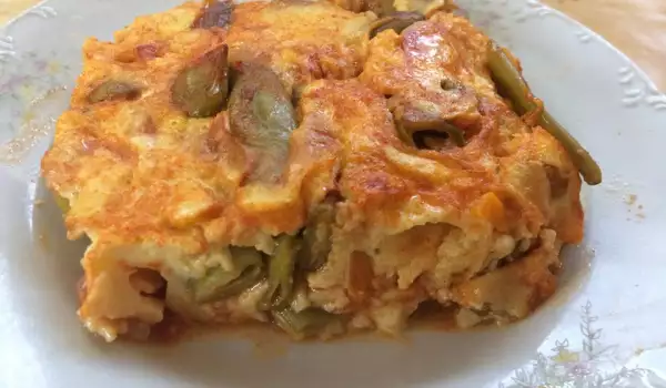 Мусака от зелен фасул с картофи