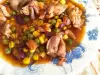 Пилешка яхния с червен боб и лютеница